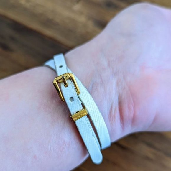 Michael Kors White Double-Wrap Leather Bracelet - Picture 7 of 10